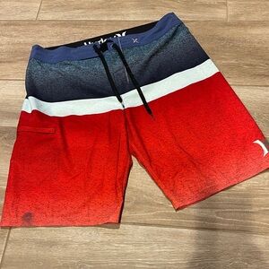 Hurley Lace Up Board Shorts SIZE 34 Velcro Side Pocket